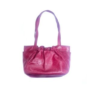 Vintage Hobo GERTY leather ruched gathered hand shoulder bag purse RED